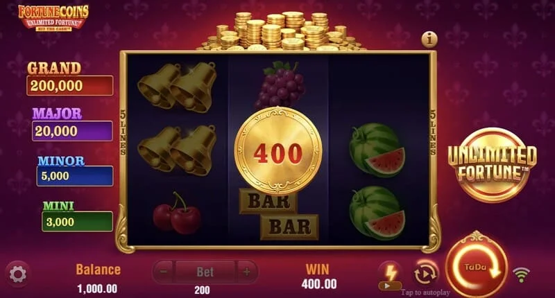 Fortune Coins Unlimited Fortune - รอบ Lock & Respin Coin พร้อมเหรียญที่ถือไว้